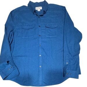 Original Penguin Button Down Shirt Mens XXL Blue Flannel Cotton Blend Grandpa